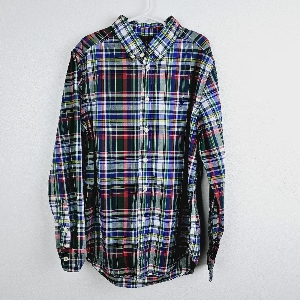 Ralph Lauren Boys Plaid Button Front Collared Shirt
